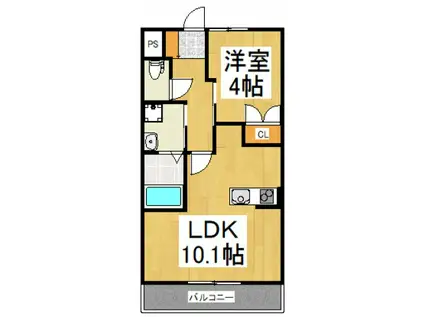 ライジング・サン(1LDK/2階)の間取り写真