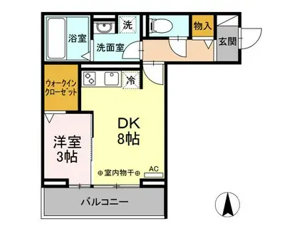 セレノム(1LDK/2階)の間取り写真