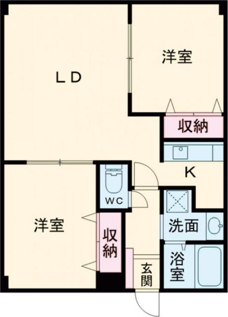 ピュアパレス海岸町(2LDK/3階)の間取り写真