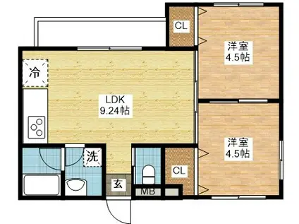 アミティ女神(2LDK/2階)の間取り写真