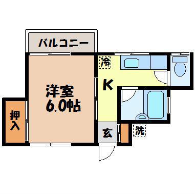 サンク日の出(1K/2階)の間取り写真