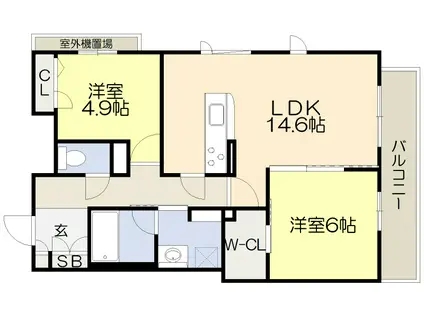 グランファミール箕面小野原(2LDK/2階)の間取り写真