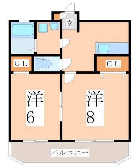 エミネンス徳田 鹿児島市(2DK/1階)の間取り写真