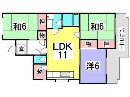 カネオハイツ(3LDK/2階)の間取り写真