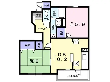 グリーンヒルズハナハナ(2LDK/1階)の間取り写真