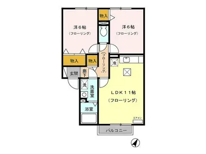 プチソレイユ(2LDK/1階)の間取り写真