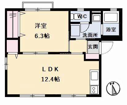 メゾンアムールA棟(1LDK/1階)の間取り写真