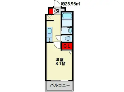 A&E GLANZ(1K/4階)の間取り写真