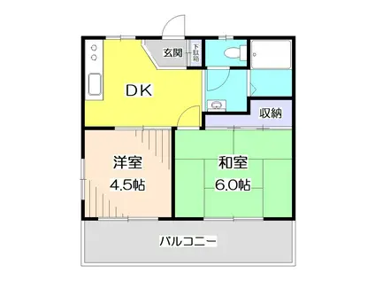 東住吉マンション(2DK/2階)の間取り写真