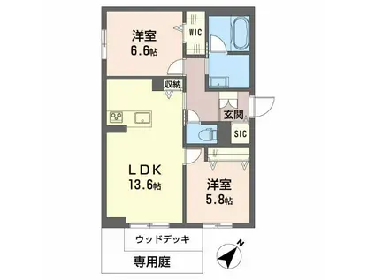 シャーメゾンアグスト(2LDK/1階)の間取り写真