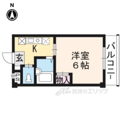 サンウエストくら(1K/4階)の間取り写真