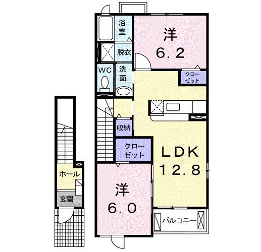 コデン 010(2LDK/2階)の間取り写真