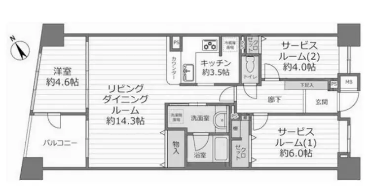 コスモ上野パークサイドシティ 3階階 間取り
