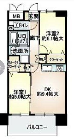 ベリー海老江(2DK/12階)の間取り写真