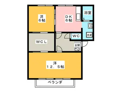 グランピア A(2DK/1階)の間取り写真