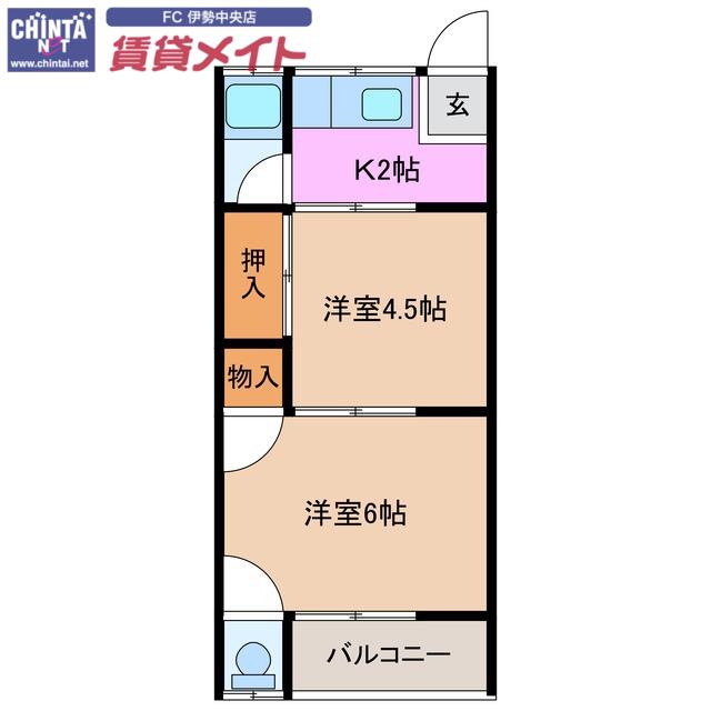 クラリティいせ(2K/1階)の間取り写真