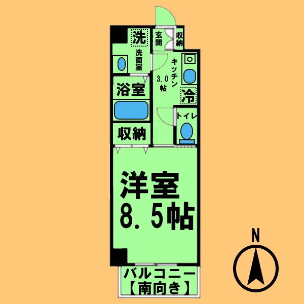 サン笠取(1K/4階)の間取り写真