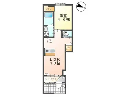 カーサ クワトロ(1LDK/1階)の間取り写真