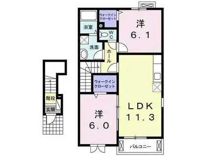 パパグラッチェ B(2LDK/2階)の間取り写真