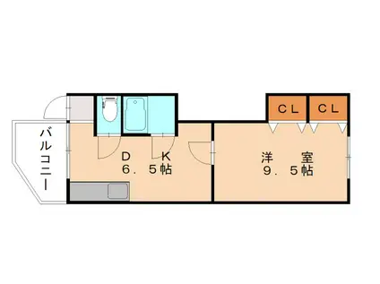 ヴィンテージ南小倉(1DK/3階)の間取り写真