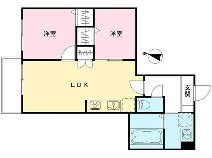 ハーモニー多摩平(2LDK/3階)の間取り写真