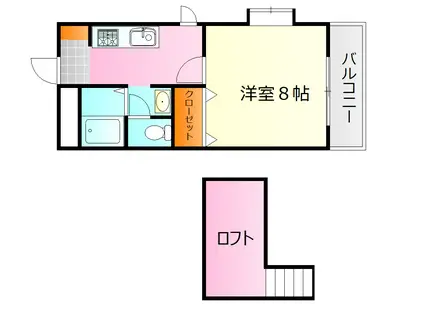 ピアチェーレ(1K/3階)の間取り写真