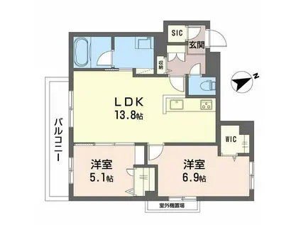 ADONIS長束(2LDK/3階)の間取り写真