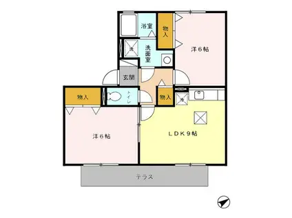 グランシャリオS(2LDK/1階)の間取り写真