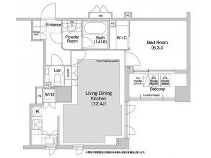 コンフォリア日本橋人形町イースト(1LDK/3階)の間取り写真