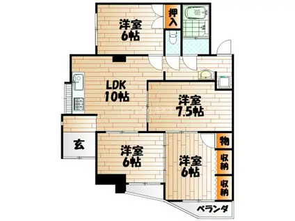 プリンセス片野II(4LDK/1階)の間取り写真