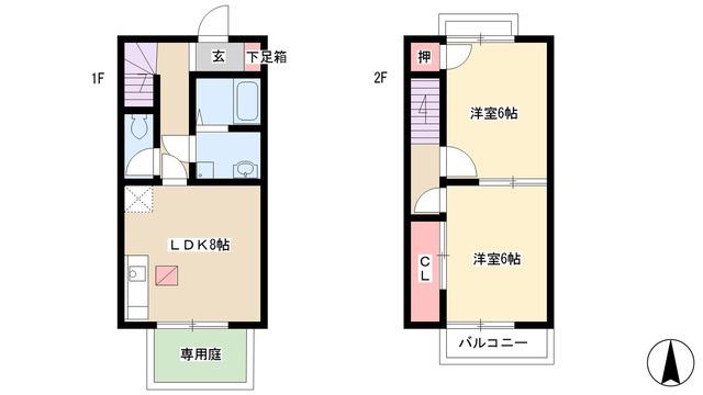 プレザント柳(2LDK/1階)の間取り写真