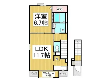 シャン・ド・フルールM I(1LDK/2階)の間取り写真