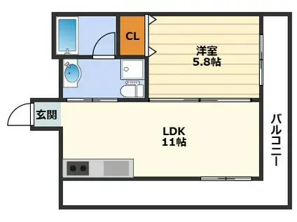 朝日プラザ天満橋(1LDK/9階)の間取り写真