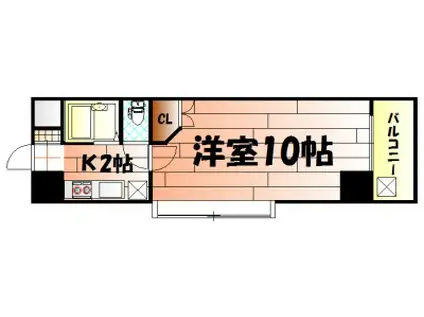 ウインズ三萩野(1K/3階)の間取り写真