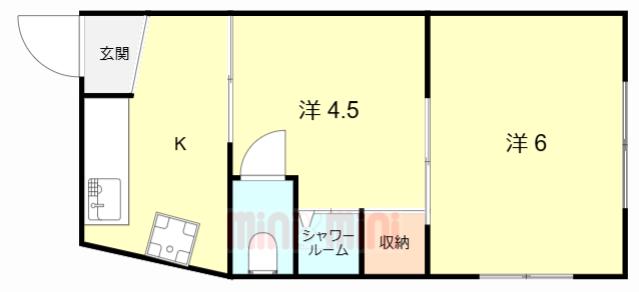 ラシーヌ姫里(2K/1階)の間取り写真
