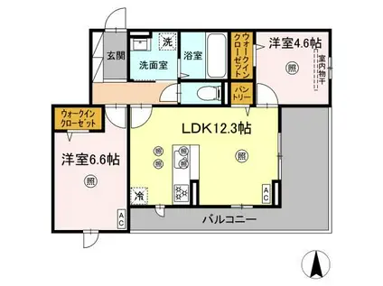 ル コンテ(2LDK/2階)の間取り写真