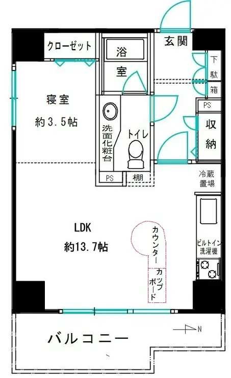 フリーディオ西麻布 8階階 間取り