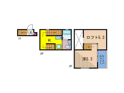 CHEZ MER OR(1K/2階)の間取り写真