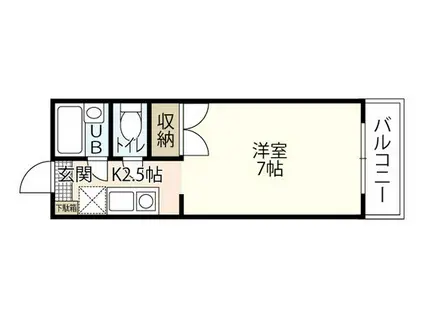 カルペディエム安芸(1K/2階)の間取り写真