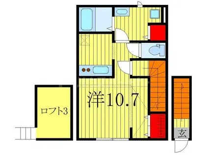 MCM南流山(ワンルーム/2階)の間取り写真