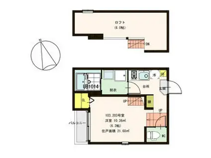 レ・ブルー(1K/1階)の間取り写真