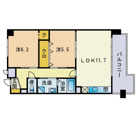 エルミタージュ平尾(2LDK/5階)の間取り写真
