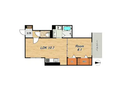 GRAMM桂北滝川C棟(1LDK/3階)の間取り写真