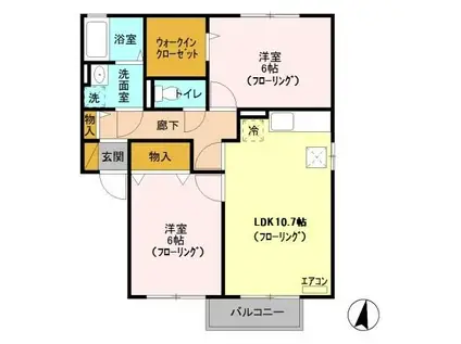 グリーンコート弐番館(2LDK/1階)の間取り写真