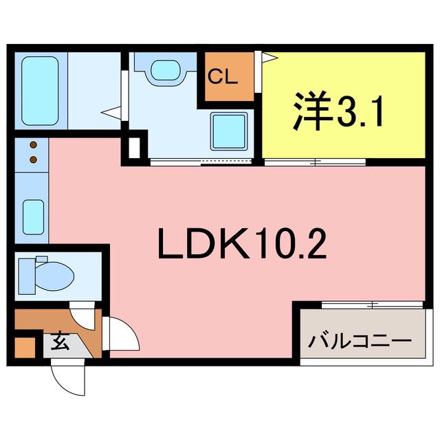 WARREN HEKINANNISHIKIII(1LDK/3階)の間取り写真