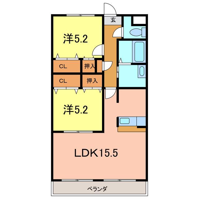 アネックス今池(2LDK/1階)の間取り写真