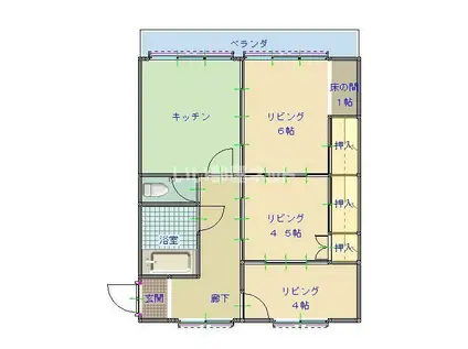 労住協第1ビル(3DK/3階)の間取り写真