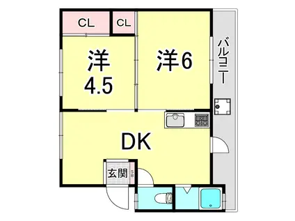 ナナミール西明石クラシコ(2DK/3階)の間取り写真