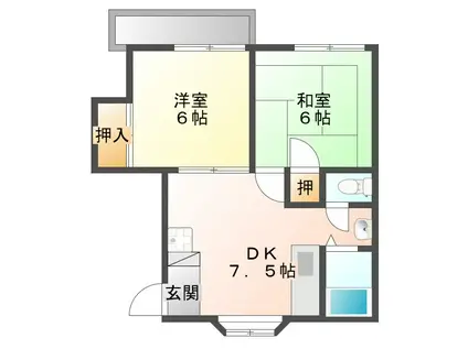 メゾン小松I(2DK/2階)の間取り写真