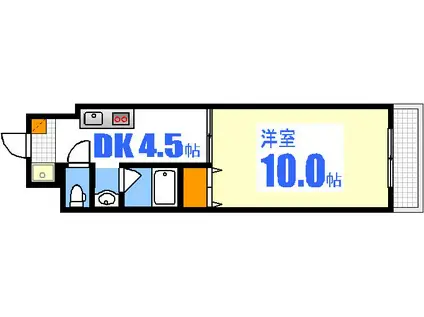 ラフィネ牛田本町(1K/4階)の間取り写真